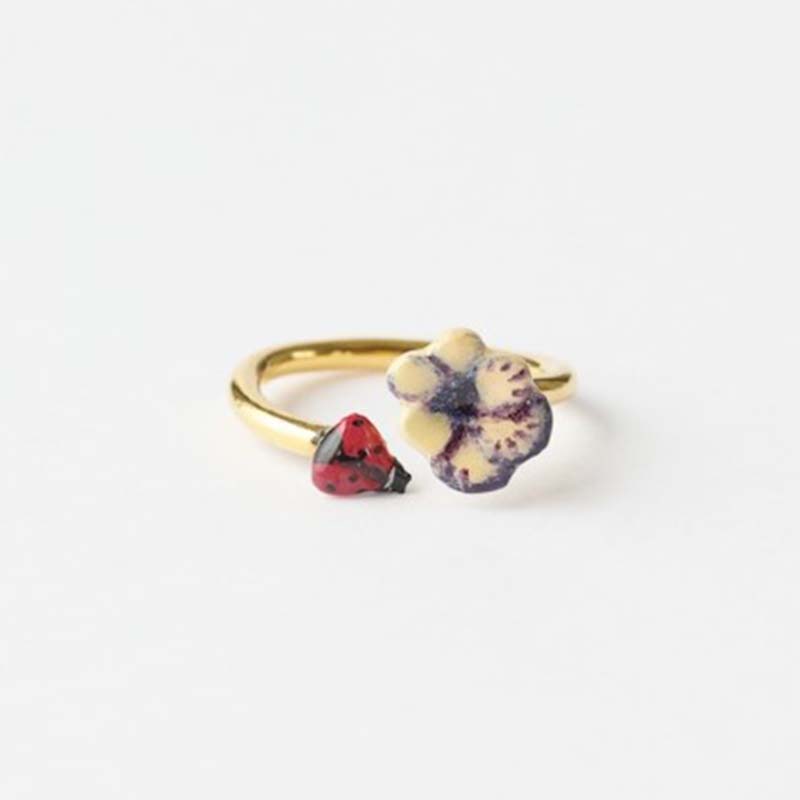 Nathalie Lete ナタリーレテ Two motifs ring Pansy/ Size:11